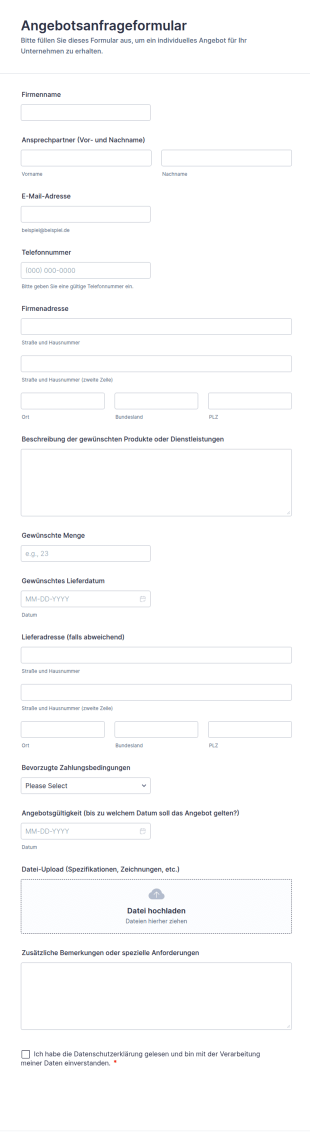 Angebotsanfrageformular