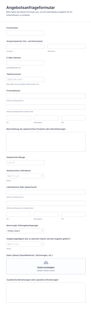 Angebotsanfrageformular