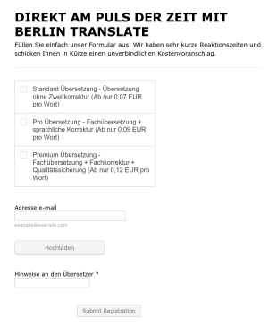 Angebotsformular Übersetzungen