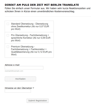 Angebotsformular Übersetzungen