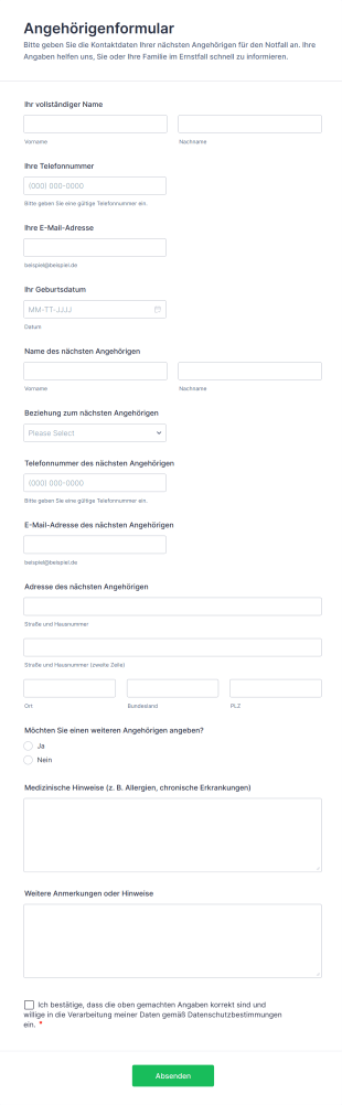 Angehörigenformular