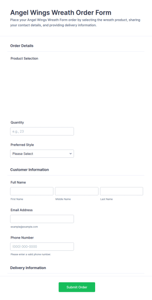Angel Wings Wreath Order Form Template