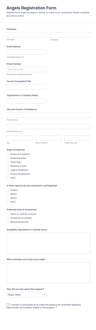 Angels Registration Form Template