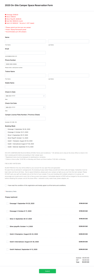 Angelstone Camper Registration Form Template
