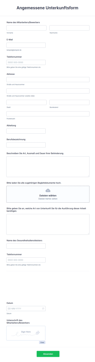 Angemessene Unterkunftsform