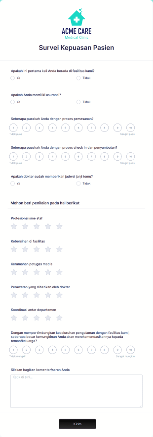 Angket Kepuasan Pasien Form Template