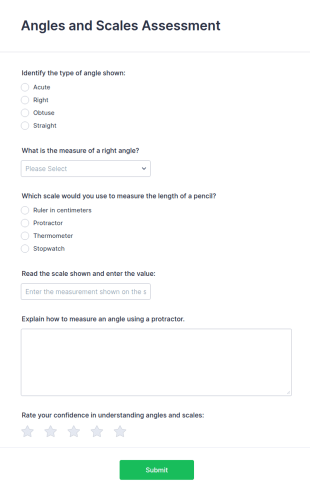 Angles And Scales Assessment Form Template