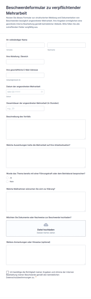 Anhörung Beschwerdeformular Für Überstunden