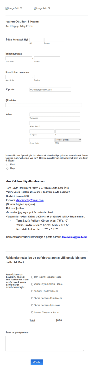Anı Kitapçığı Reklam Form Şablonu