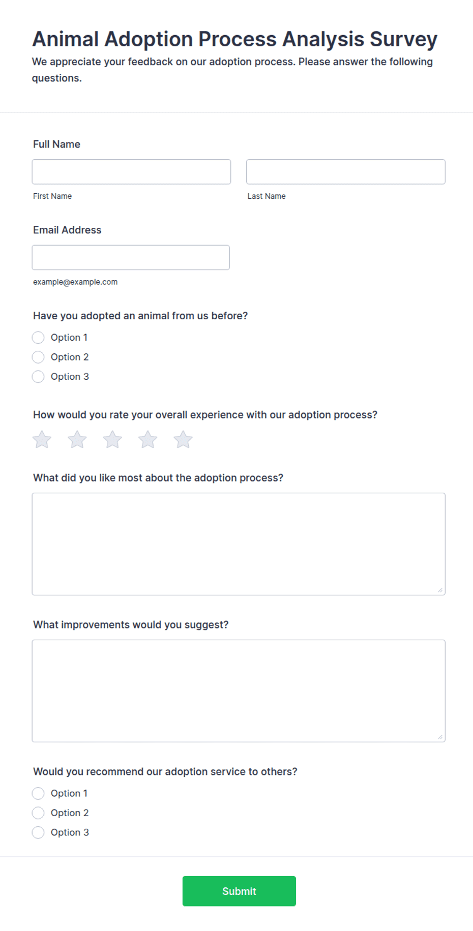 Animal Adoption Process Analysis Survey Form Template | Jotform