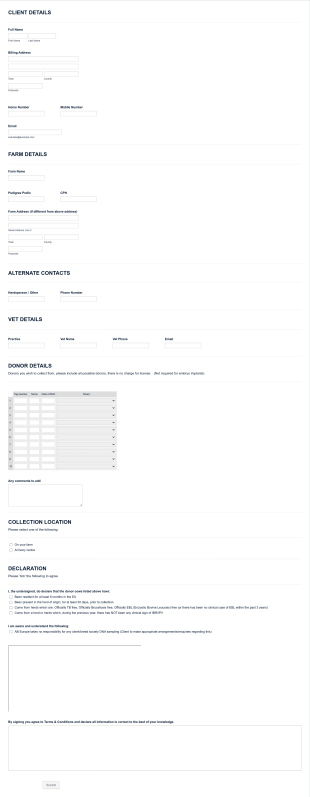 Animal Breeding Intake Form Template