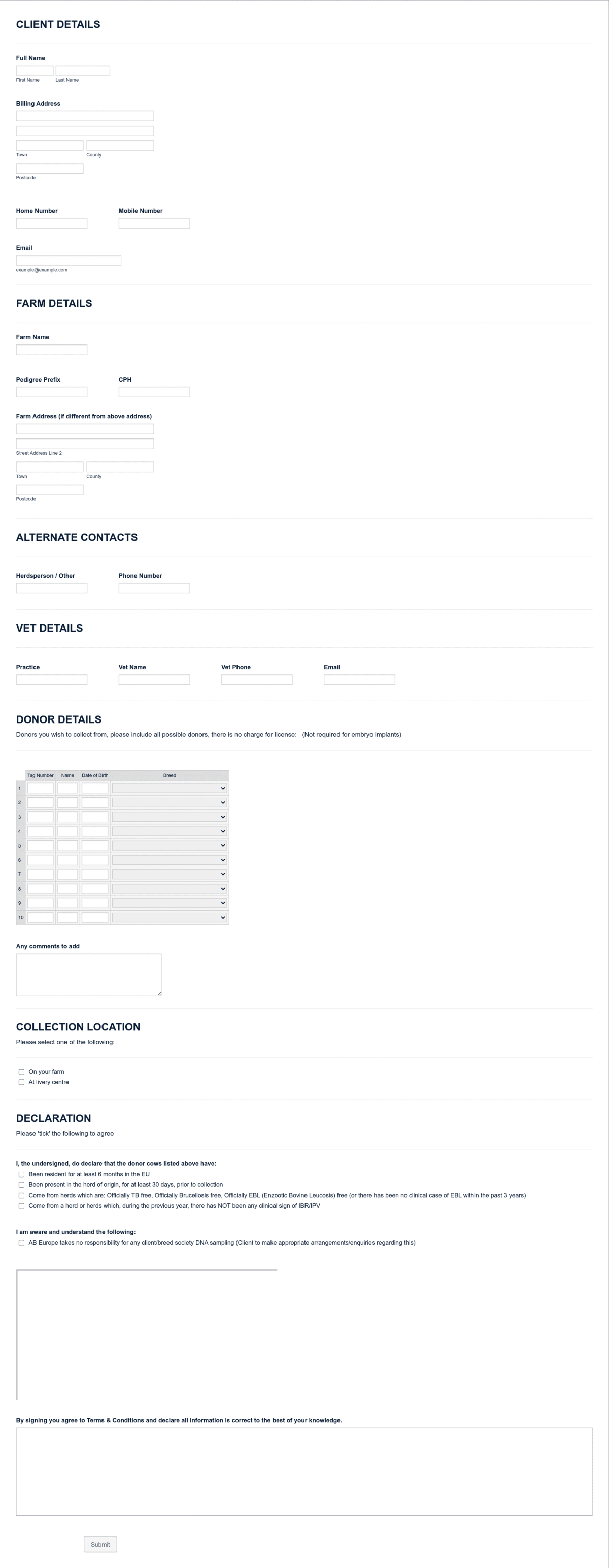 Animal Breeding Intake Form Template | Jotform