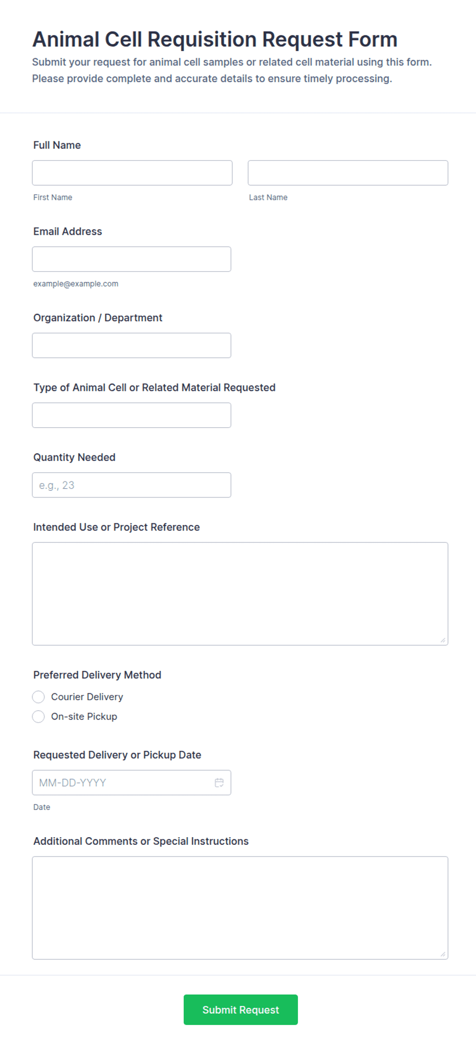 Animal Cell Requisition Request Form Template | Jotform