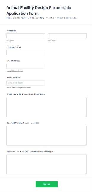 Animal Facility Design Partnership Application Form Form Template