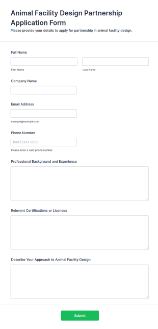 Animal Facility Design Partnership Application Form Template