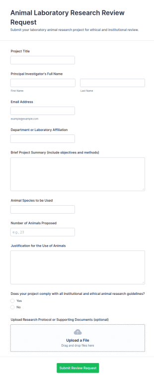 Animal Laboratory Research Review Request Form Template