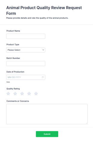 Animal Product Quality Review Request Form Template