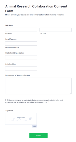 Animal Research Collaboration Consent Form Template