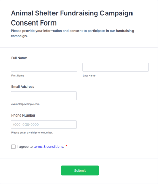 Animal Shelter Fundraising Campaign Consent Form Template