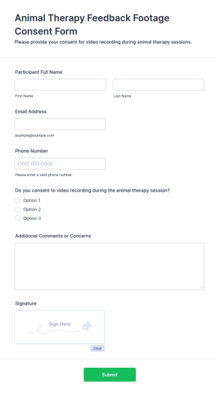 Animal Therapy Feedback Footage Consent Form Template
