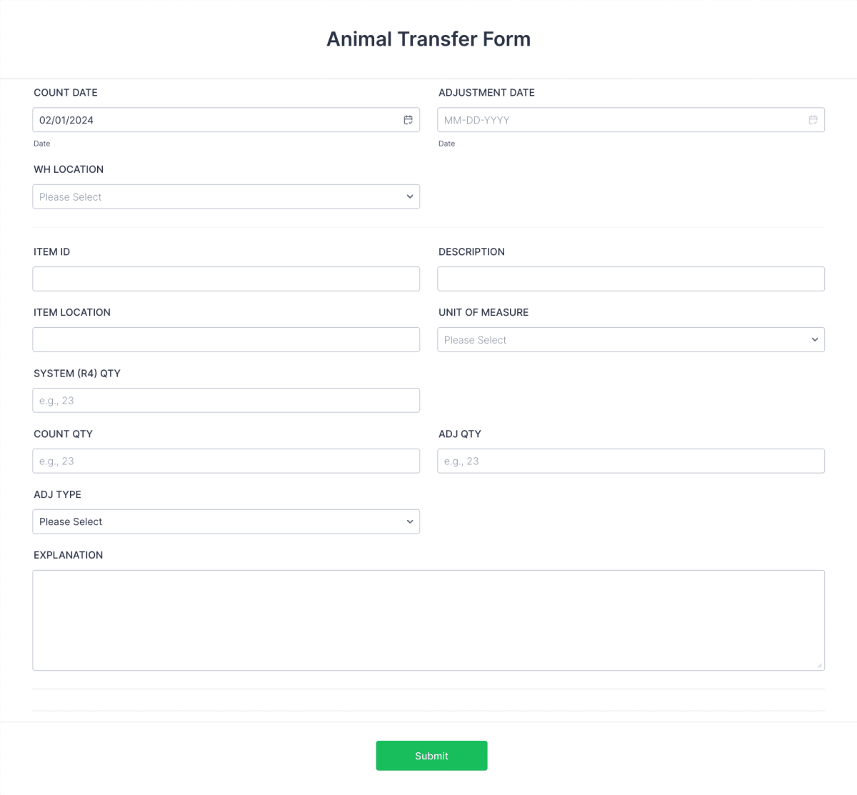 Animal Transfer Form Template | Jotform