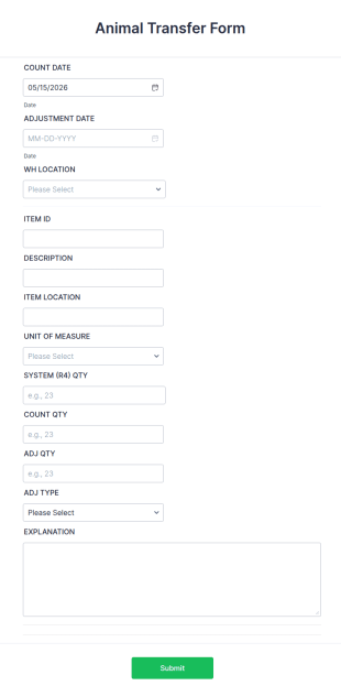 Animal Transfer Form Template