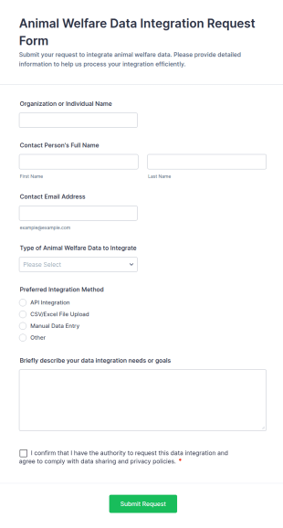 Animal Welfare Data Integration Request Form Template