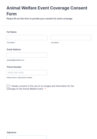 Animal Welfare Event Coverage Consent Form Template