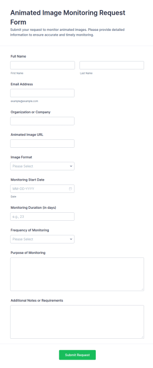 Animated Image Monitoring Request Form Template