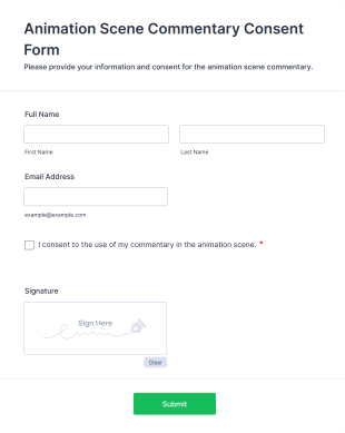 Animation Scene Commentary Consent Form Template