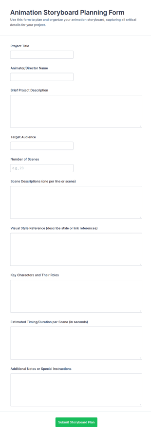 Animation Storyboard Planning Form Template