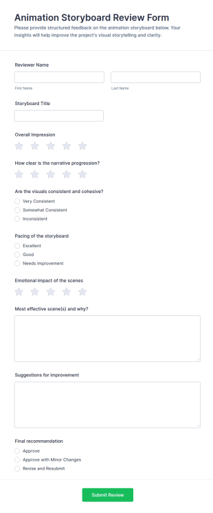 Animation Storyboard Review Form Template