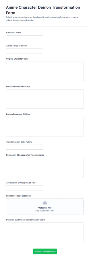 Anime Character Demon Transformation Form Template