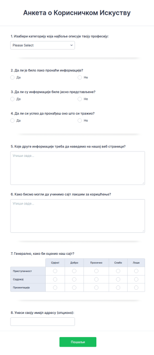 Анкета о Корисничком Искуству