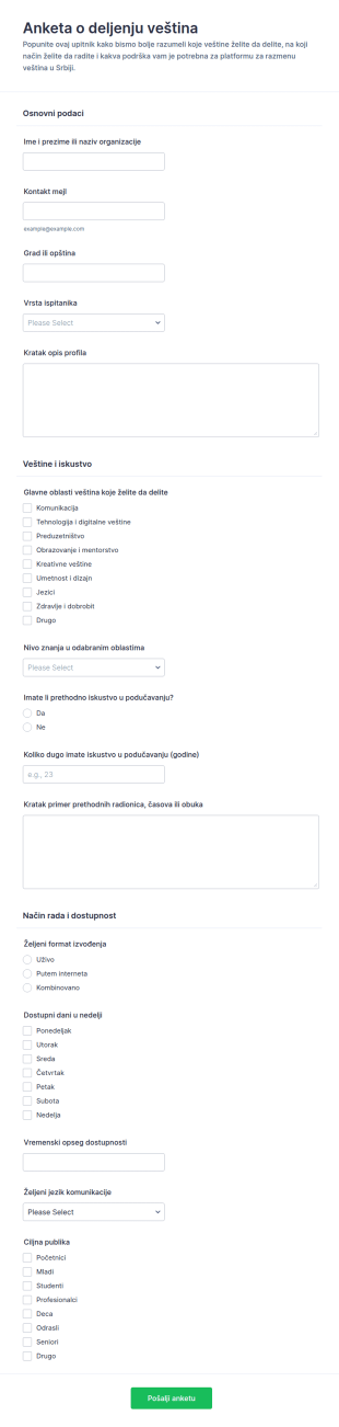 Anketa O Platformi Za Razmjenu Znanja