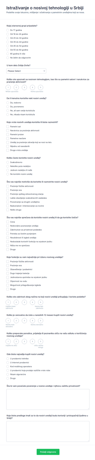 Anketa O Usvajanju Nosive Tehnologije