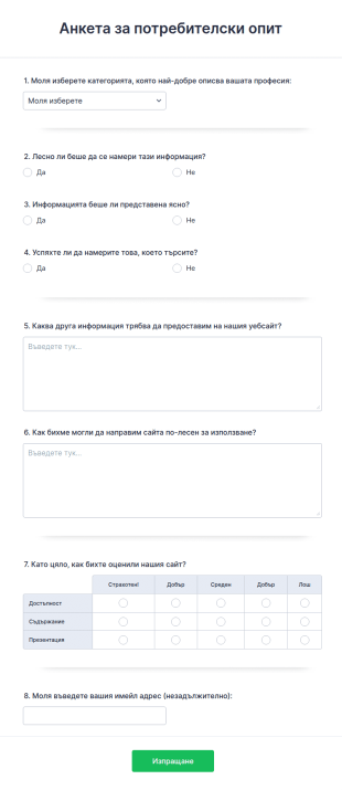 Анкета за потребителски опит
