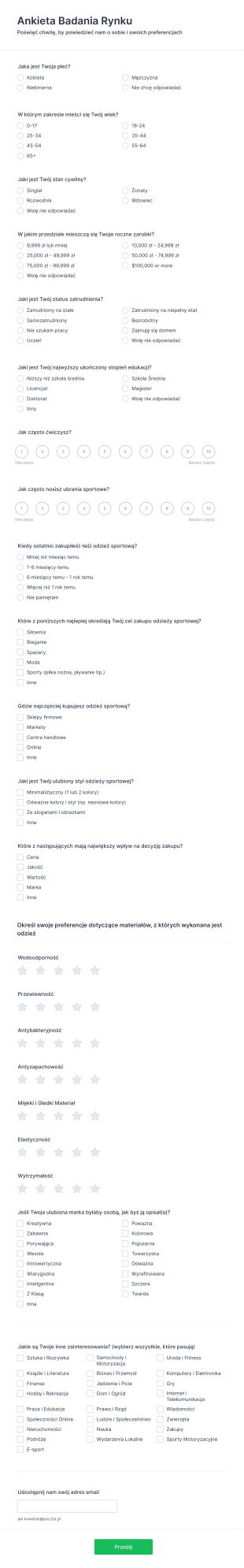 Ankieta Badania Rynku Form Template