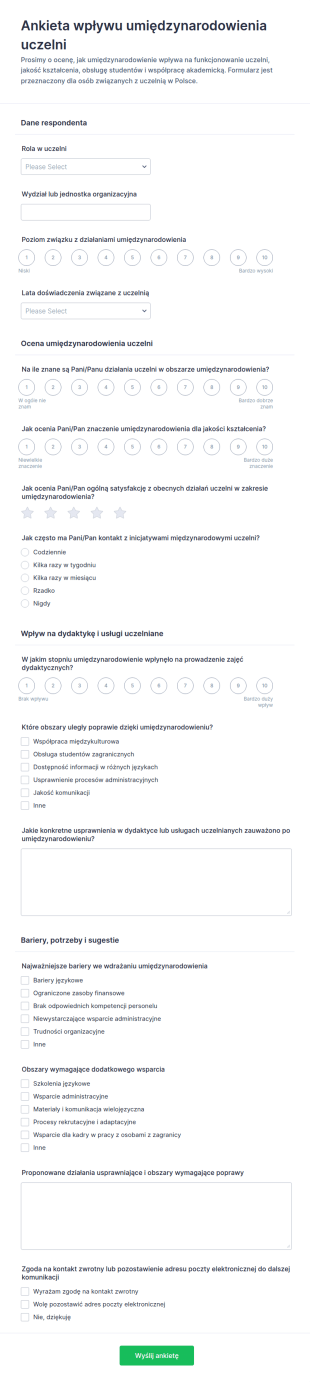 Ankieta Dotycząca Wpływu Internacjonalizacji Na Uczelni