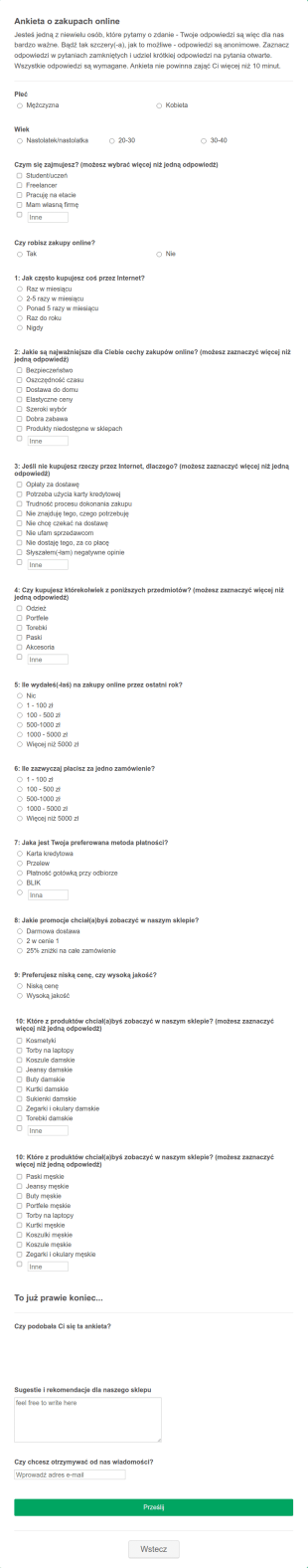 Ankieta O Zakupach Online