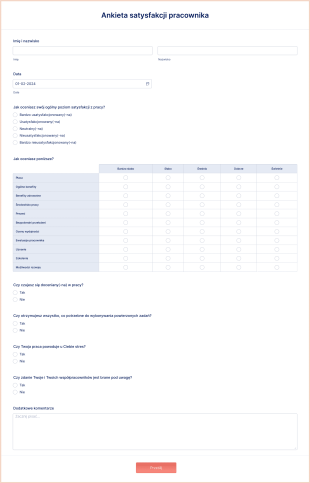 Ankieta Satysfakcji Pracownika Form Template