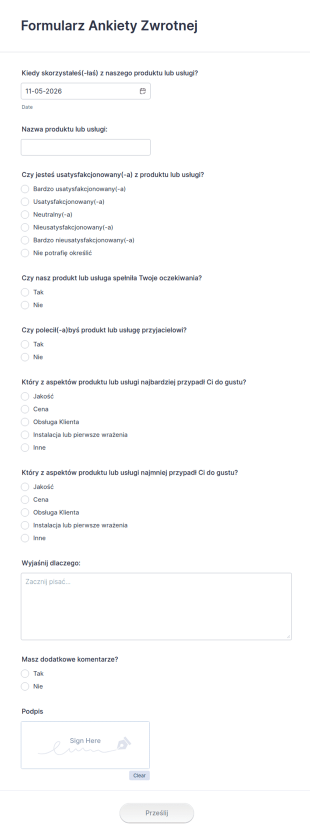 Ankieta Zwrotna