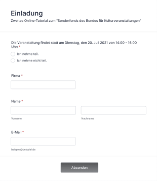 Anmeldeformular: 3. BDKV Stammtisch Form Template