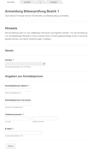 Anmeldeformular Bläserprüfung Form Template