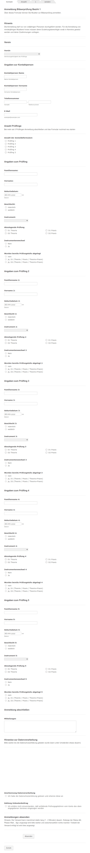 Anmeldeformular Bläserprüfung