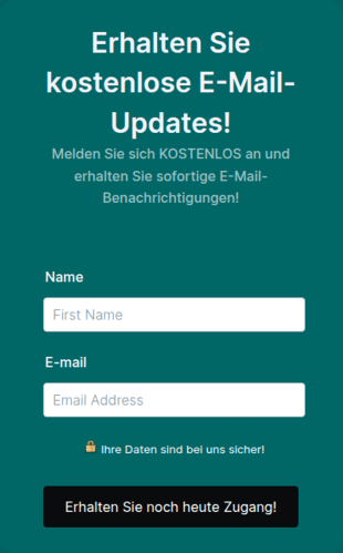 Anmeldeformular – Erhalten Sie Kostenlose E Mail Updates!