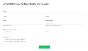 Anmeldeformular Für Black Friday Early Access Form Template