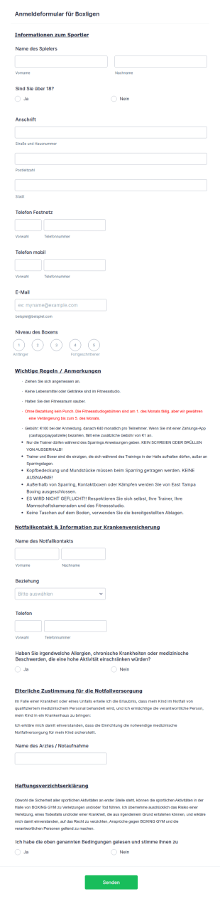Anmeldeformular Für Boxligen