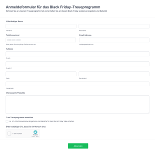 Anmeldeformular Für Das Black Friday Treueprogramm