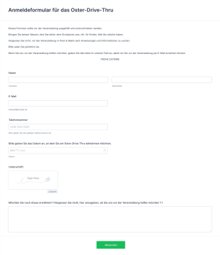 Anmeldeformular Für Das Oster Drive Thru Form Template